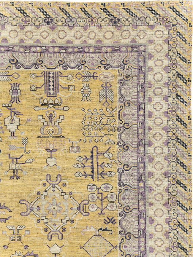 Contemporary East Turkestan Khotan Room Size Carpet, No.31159 - Galerie Shabab