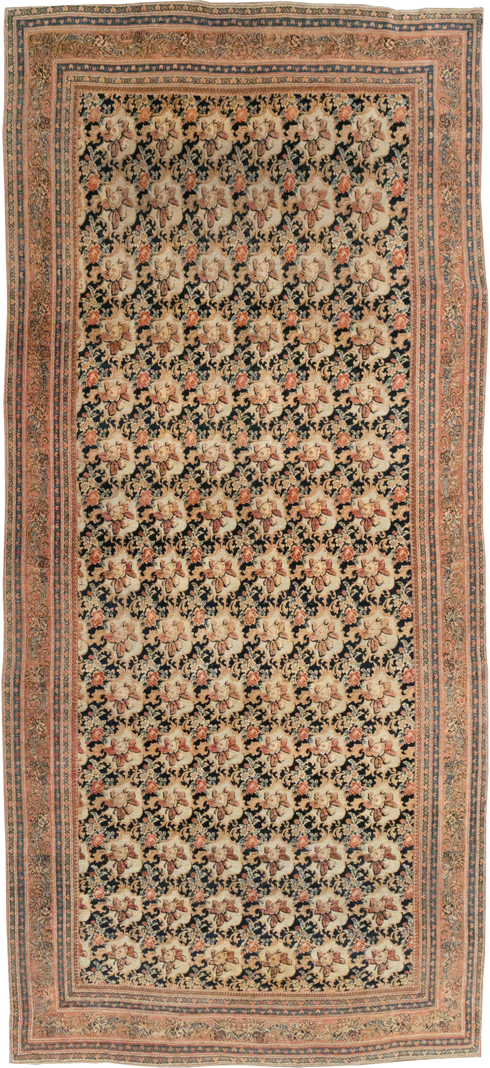 European Inspired Antique Persian Gol Farang Bidjar Gallery Carpet, No.31163 - Galerie Shabab