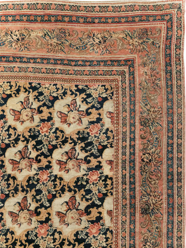 European Inspired Antique Persian Gol Farang Bidjar Gallery Carpet, No.31163 - Galerie Shabab