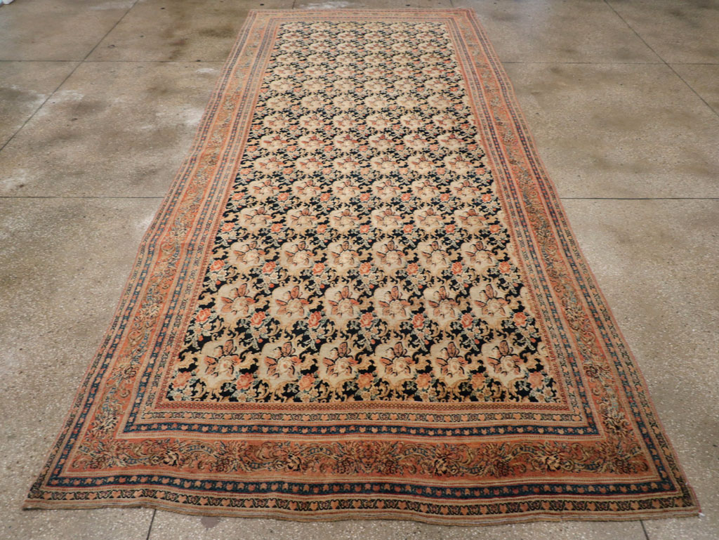 European Inspired Antique Persian Gol Farang Bidjar Gallery Carpet, No.31163 - Galerie Shabab
