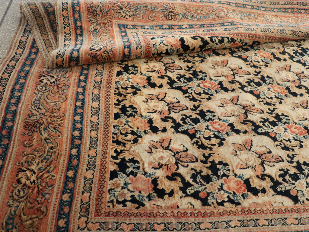 European Inspired Antique Persian Gol Farang Bidjar Gallery Carpet, No.31163 - Galerie Shabab