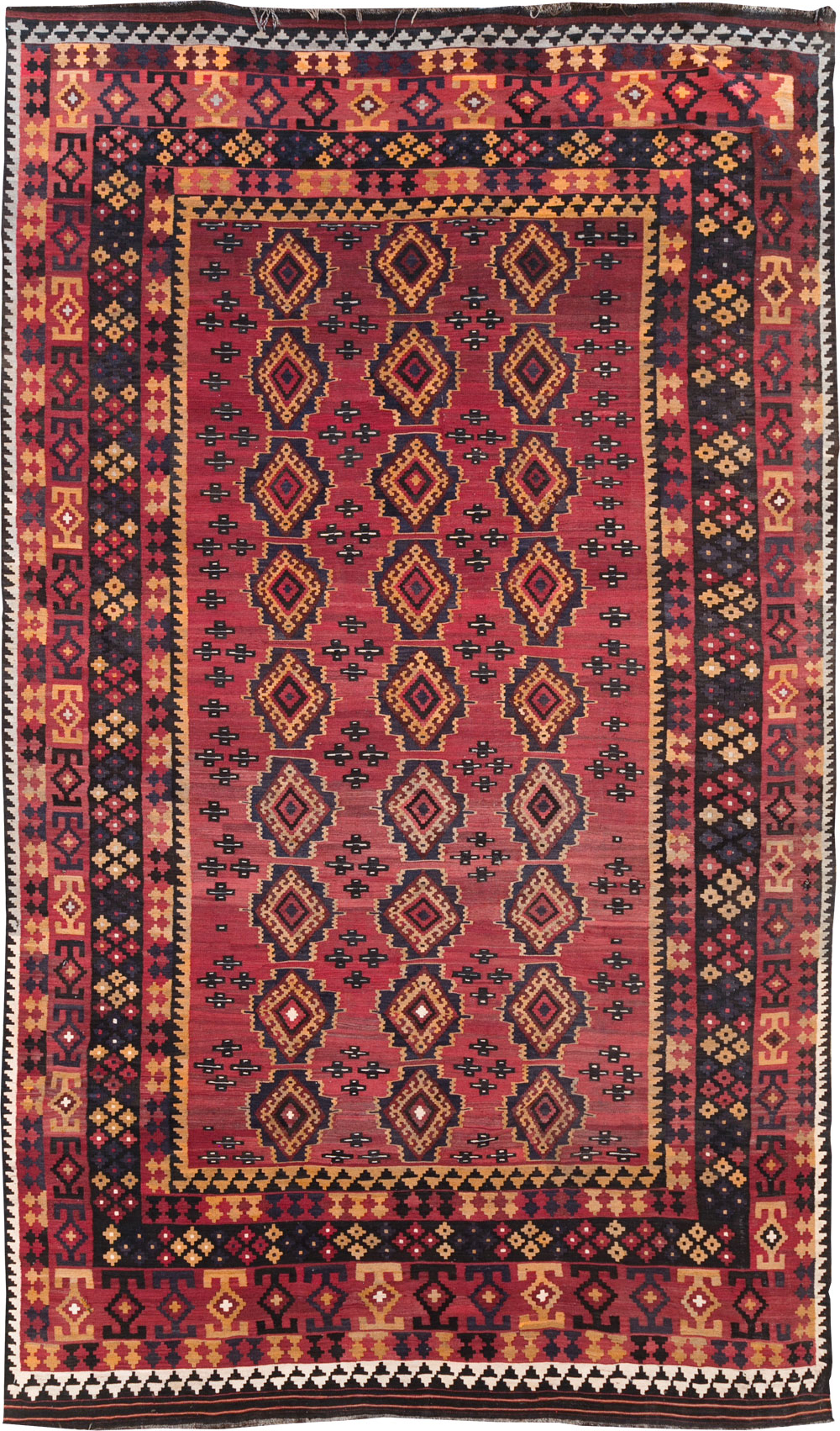 Vintage Afghan Flatweave Kilim Large Room Size Carpet, No.31179 - Galerie Shabab