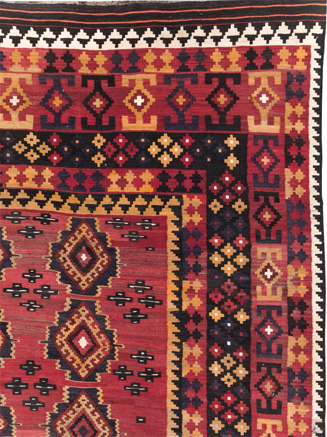 Vintage Afghan Flatweave Kilim Large Room Size Carpet, No.31179 - Galerie Shabab