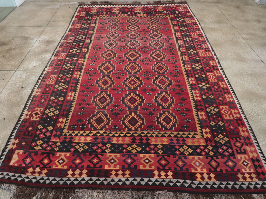 Vintage Afghan Flatweave Kilim Large Room Size Carpet, No.31179 - Galerie Shabab