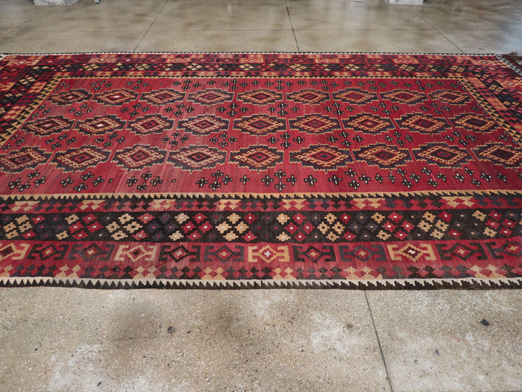 Vintage Afghan Flatweave Kilim Large Room Size Carpet, No.31179 - Galerie Shabab