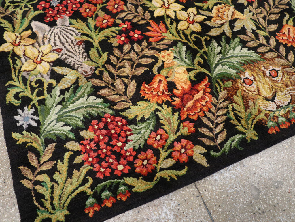 Vintage Portuguese Savonnerie Pictorial Accent Rug, No.31180 - Galerie Shabab