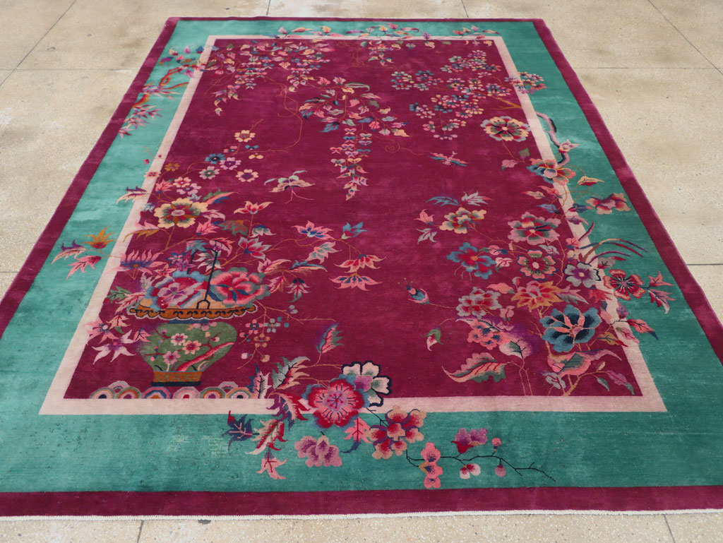 Vintage Chinese Art Deco Room Size Carpet, No.31185 - Galerie Shabab
