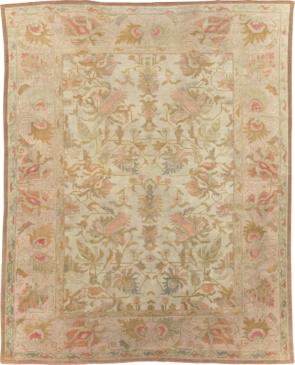 Antique Turkish Oushak Room Size Carpet, No.31192 - Galerie Shabab