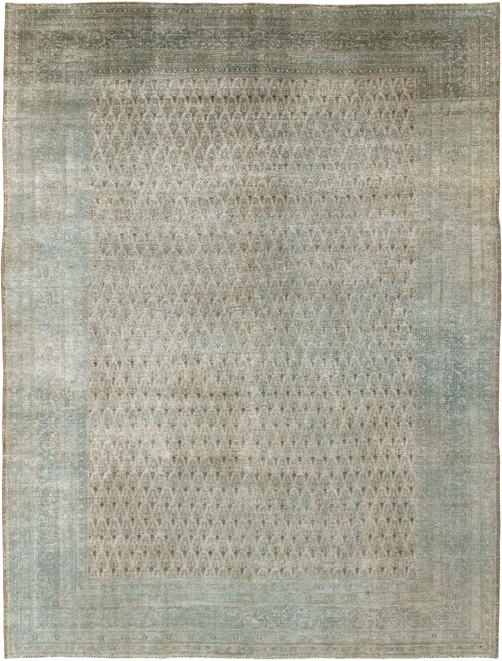 Distressed Antique Persian Tabriz Room Size Carpet, No.31213 - Galerie Shabab