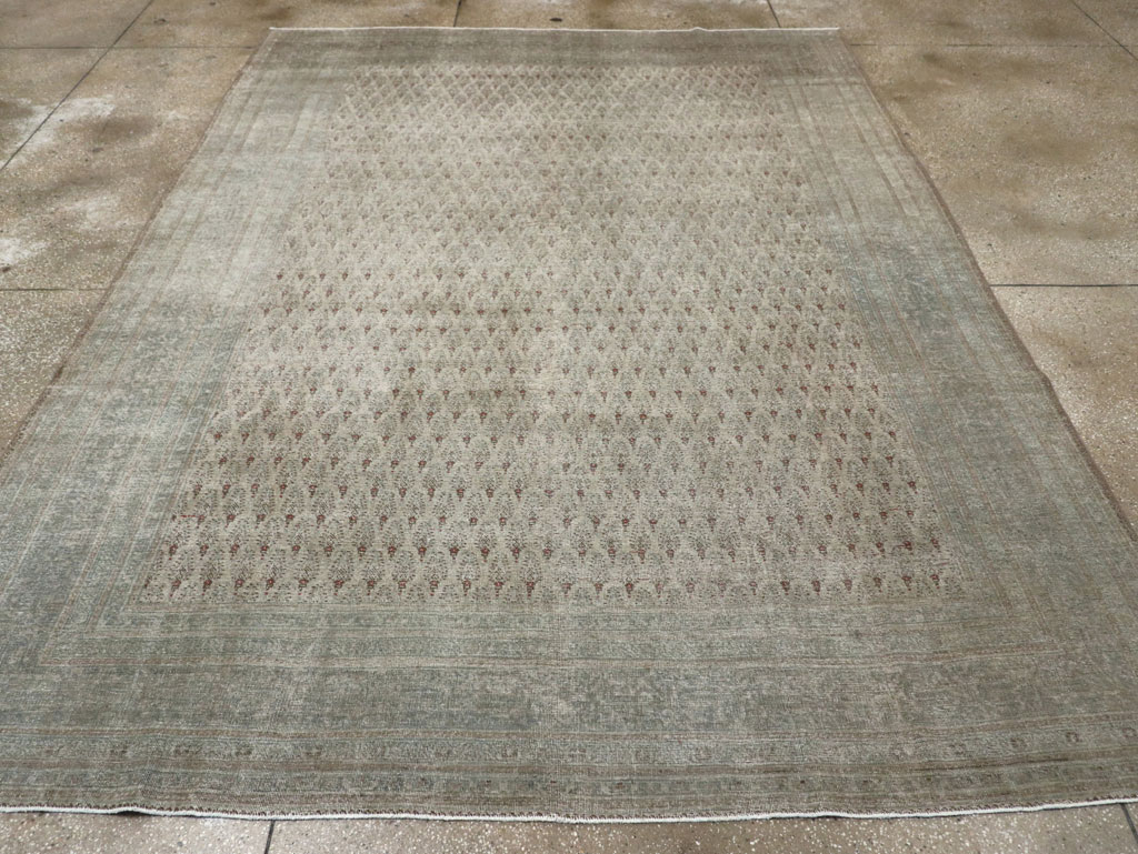 Distressed Antique Persian Tabriz Room Size Carpet, No.31213 - Galerie Shabab