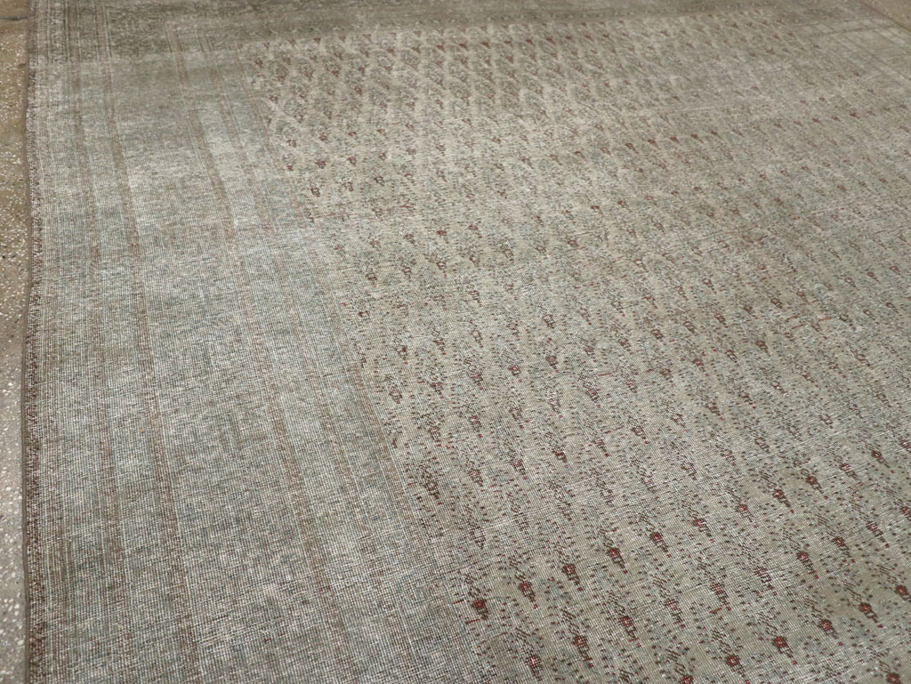 Distressed Antique Persian Tabriz Room Size Carpet, No.31213 - Galerie Shabab