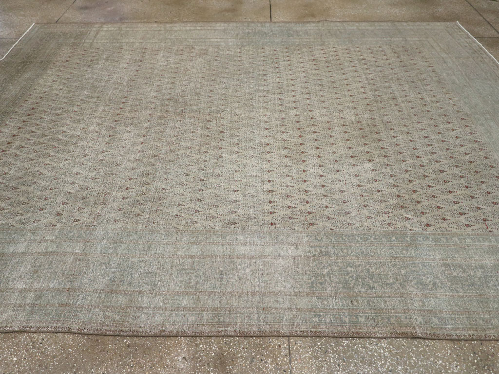 Distressed Antique Persian Tabriz Room Size Carpet, No.31213 - Galerie Shabab