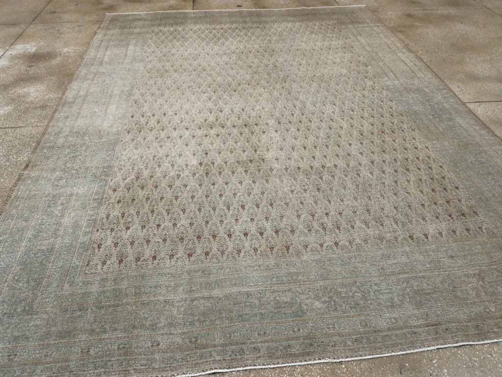 Distressed Antique Persian Tabriz Room Size Carpet, No.31213 - Galerie Shabab