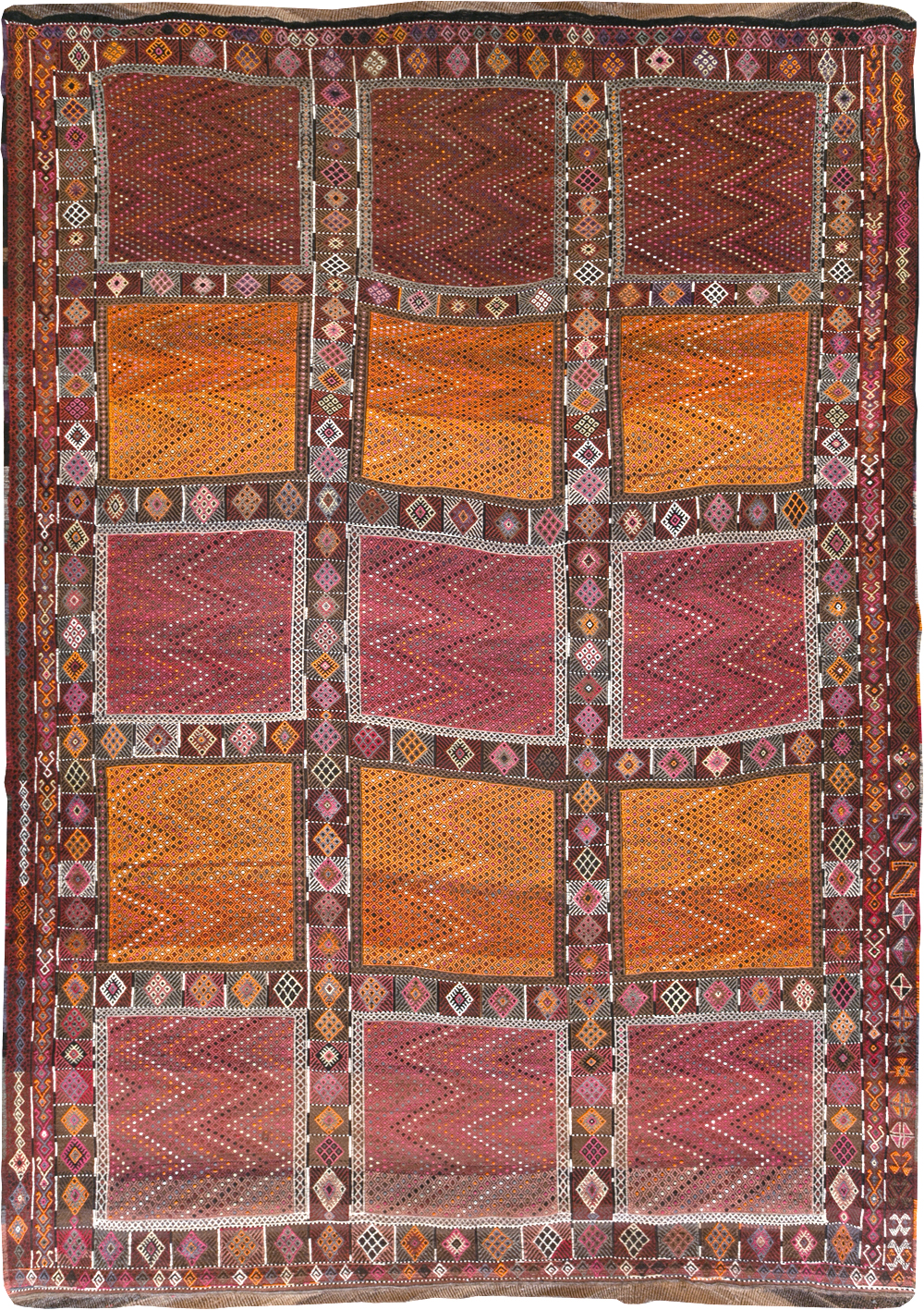 Vintage Turkish Flatweave Kilim Large Carpet, No.31222 - Galerie Shabab