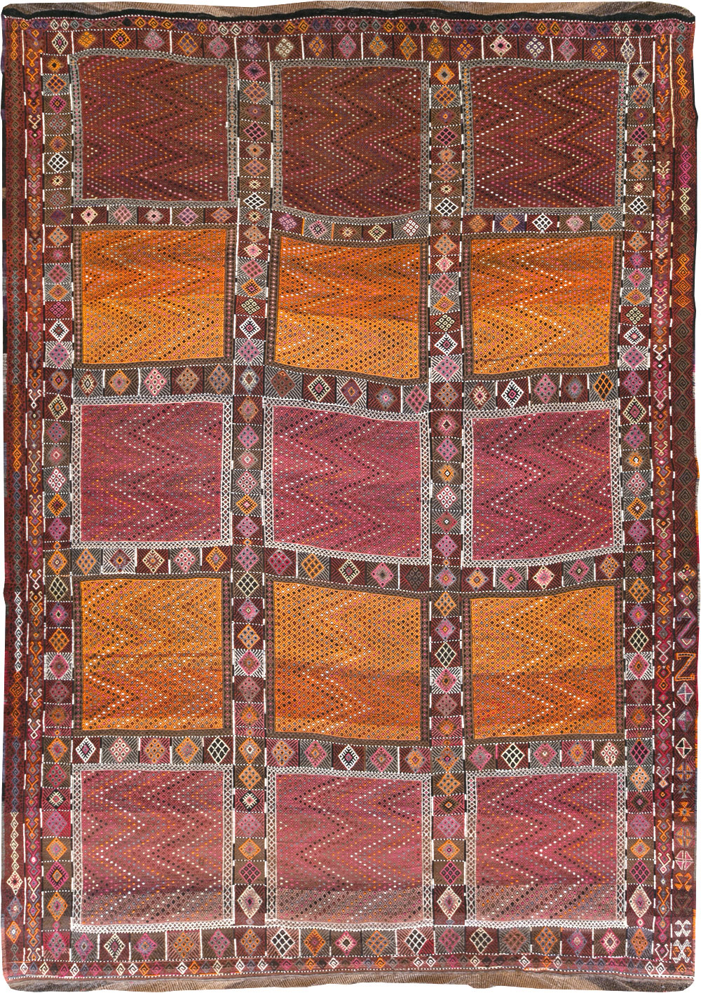 Vintage Turkish Flatweave Kilim Large Carpet, No.31222 - Galerie Shabab
