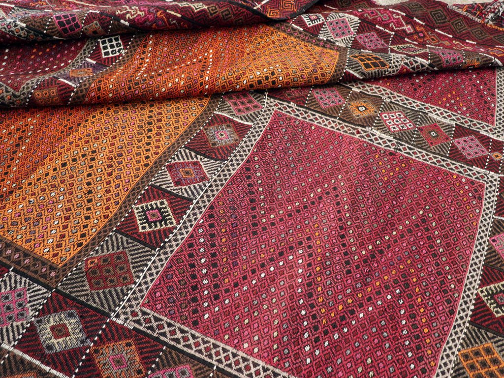 Vintage Turkish Flatweave Kilim Large Carpet, No.31222 - Galerie Shabab