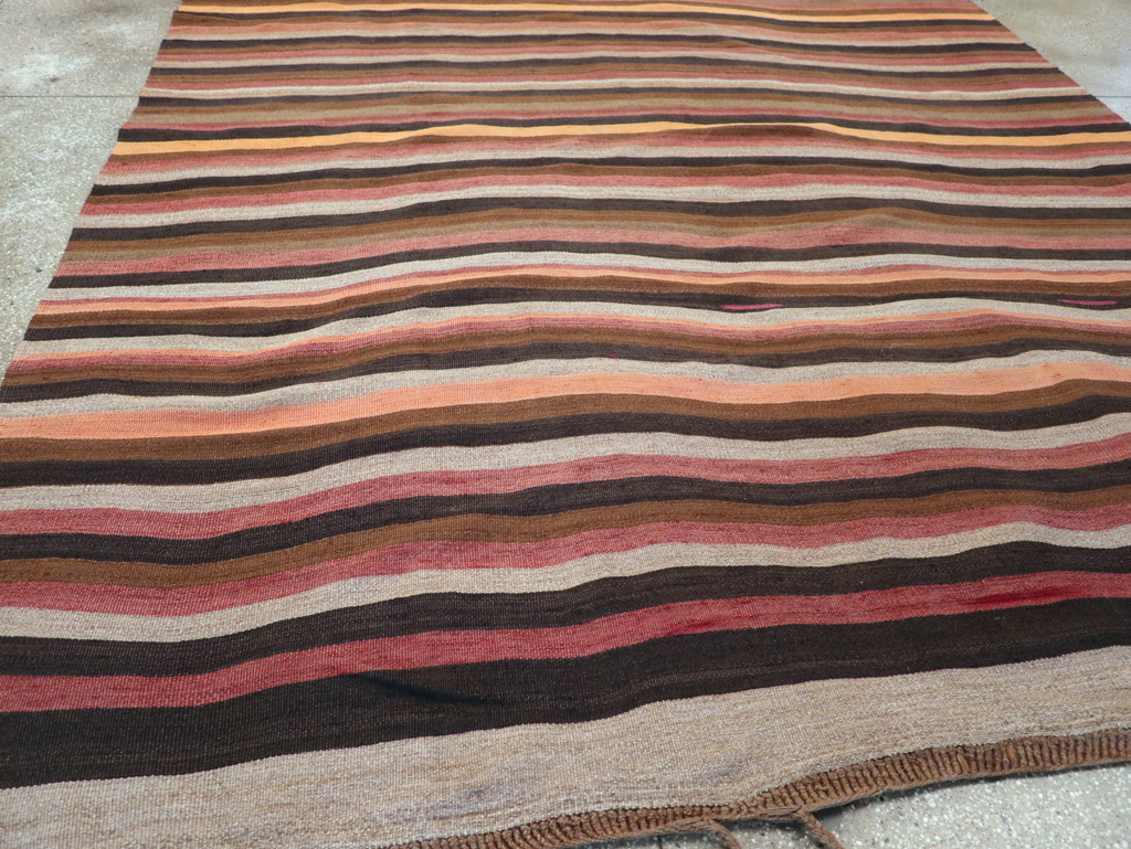 Vintage Turkish Flatweave Kilim Long Room Size Carpet, No.31223 - Galerie Shabab