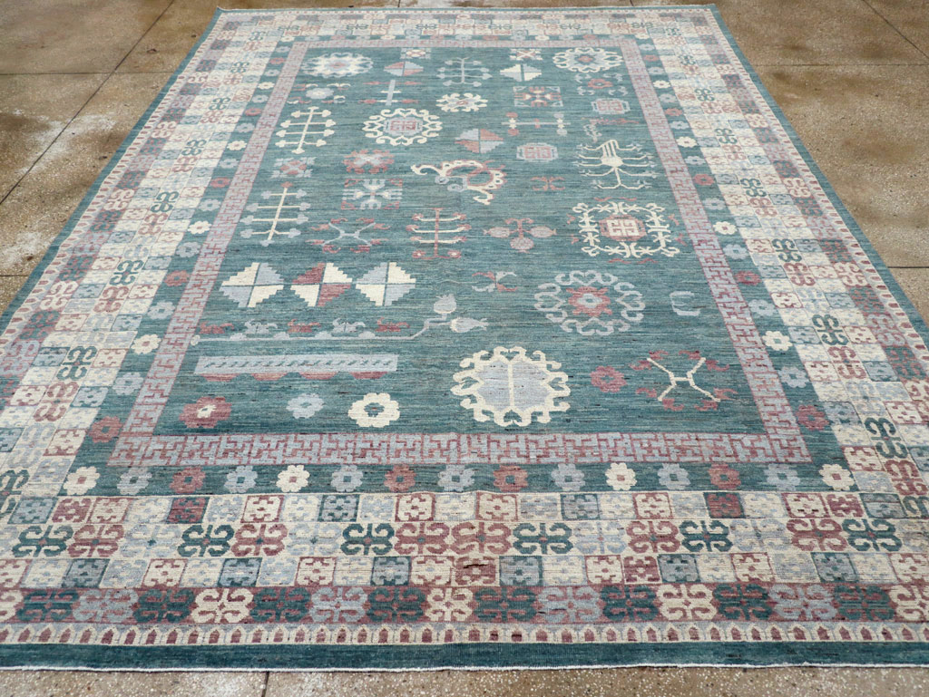 Contemporary East Turkestan Khotan Room Size Carpet, No.31236 - Galerie Shabab