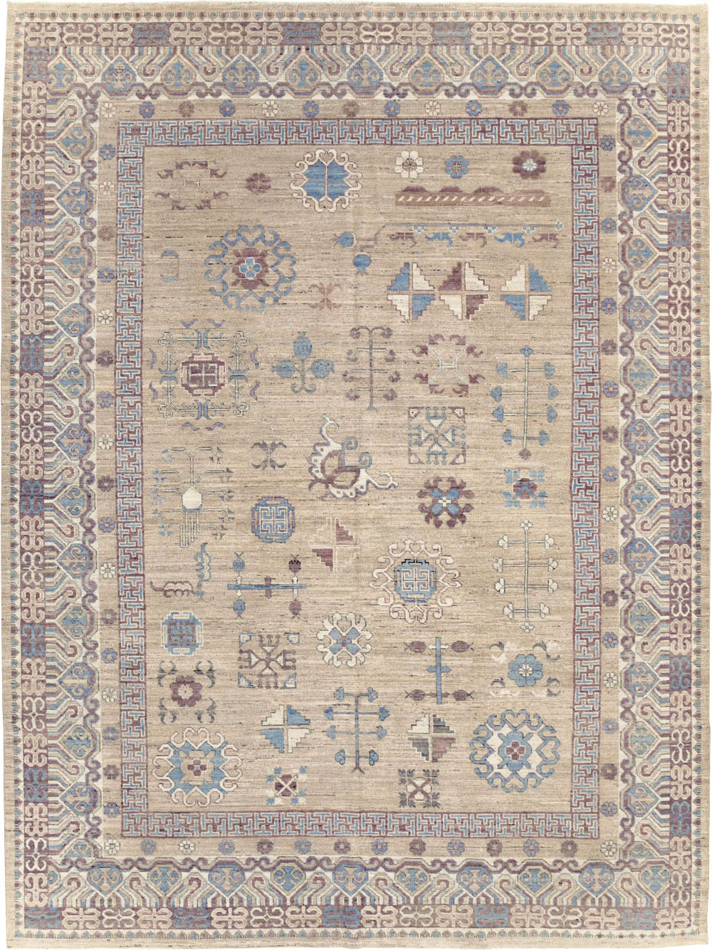 Contemporary East Turkestan Khotan Room Size Carpet, No.31237 - Galerie Shabab