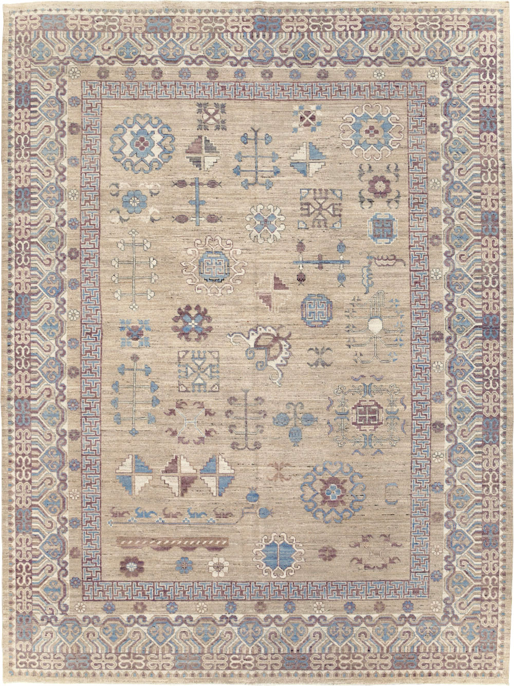 Contemporary East Turkestan Khotan Room Size Carpet, No.31237 - Galerie Shabab