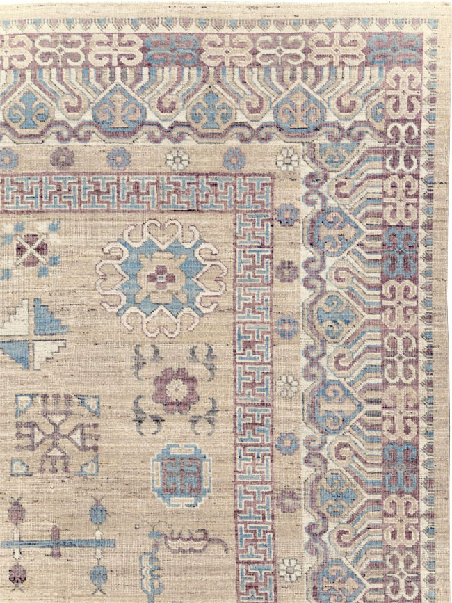 Contemporary East Turkestan Khotan Room Size Carpet, No.31237 - Galerie Shabab