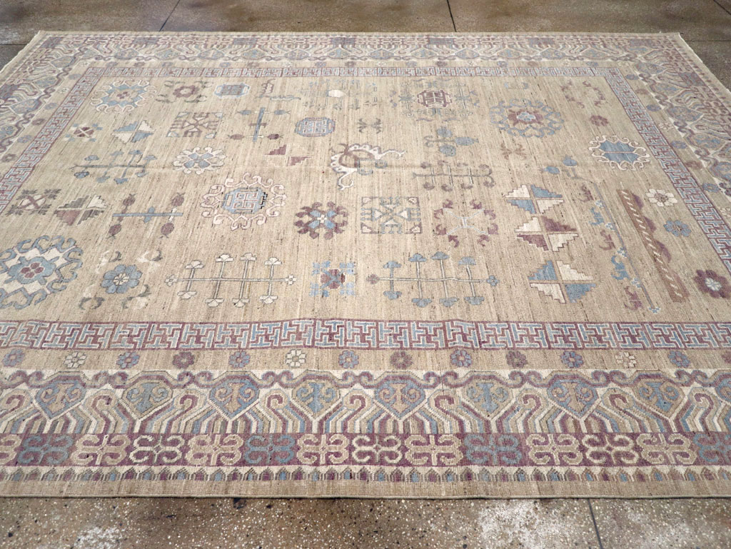 Contemporary East Turkestan Khotan Room Size Carpet, No.31237 - Galerie Shabab