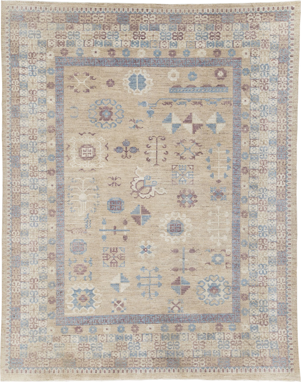 Contemporary East Turkestan Khotan Room Size Carpet, No.31238 - Galerie Shabab