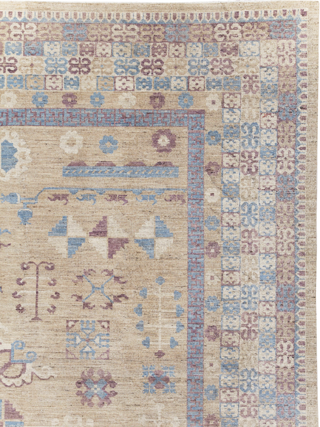 Contemporary East Turkestan Khotan Room Size Carpet, No.31238 - Galerie Shabab