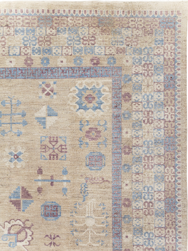 Contemporary East Turkestan Khotan Room Size Carpet, No.31238 - Galerie Shabab