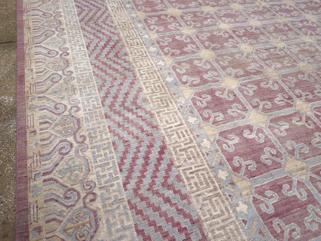 Contemporary East Turkestan Khotan Large Room Size Carpet, No.31239 - Galerie Shabab