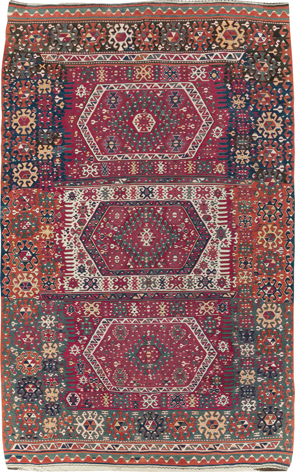 Antique Turkish Flatweave Kilim Accent Carpet, No.31275 - Galerie Shabab