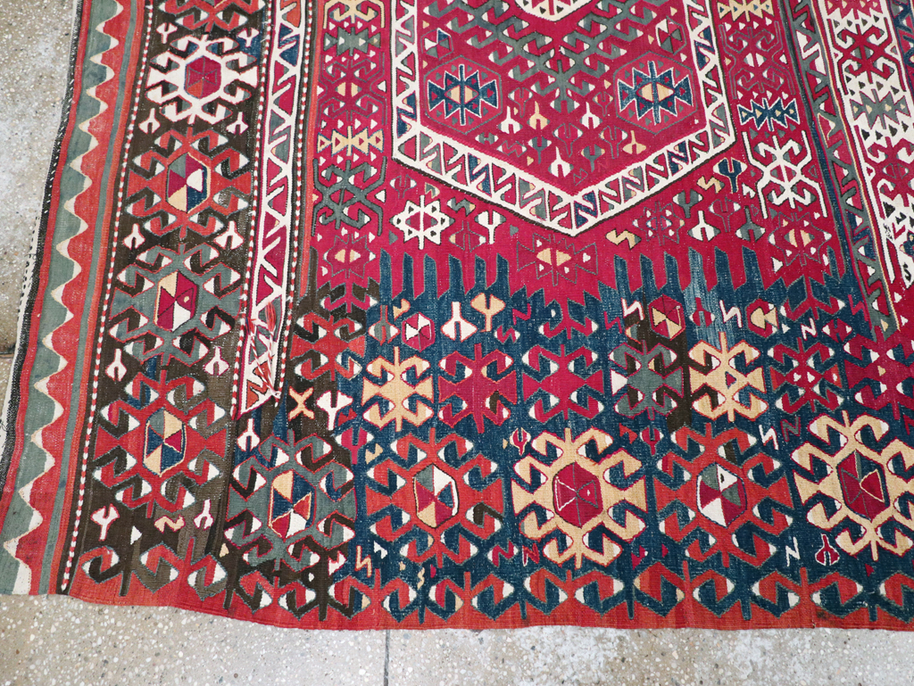 Antique Turkish Flatweave Kilim Accent Carpet, No.31275 - Galerie Shabab