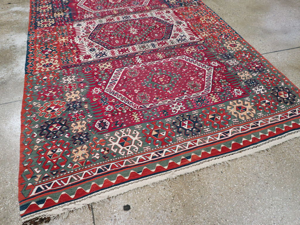 Antique Turkish Flatweave Kilim Accent Carpet, No.31275 - Galerie Shabab