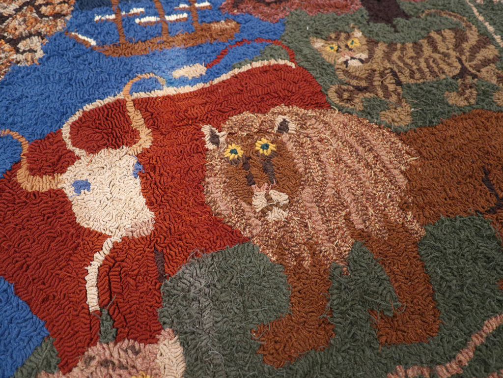 Vintage American Hooked Pictorial Throw Rug, No.31318 - Galerie Shabab