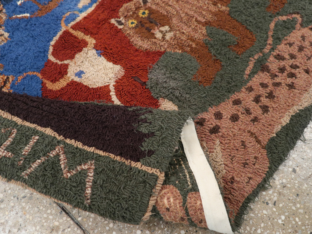 Vintage American Hooked Pictorial Throw Rug, No.31318 - Galerie Shabab