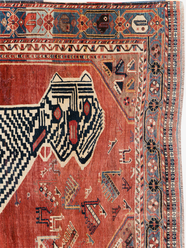 Antique Persian Qashqai Pictorial Accent Rug, No.31320 - Galerie Shabab