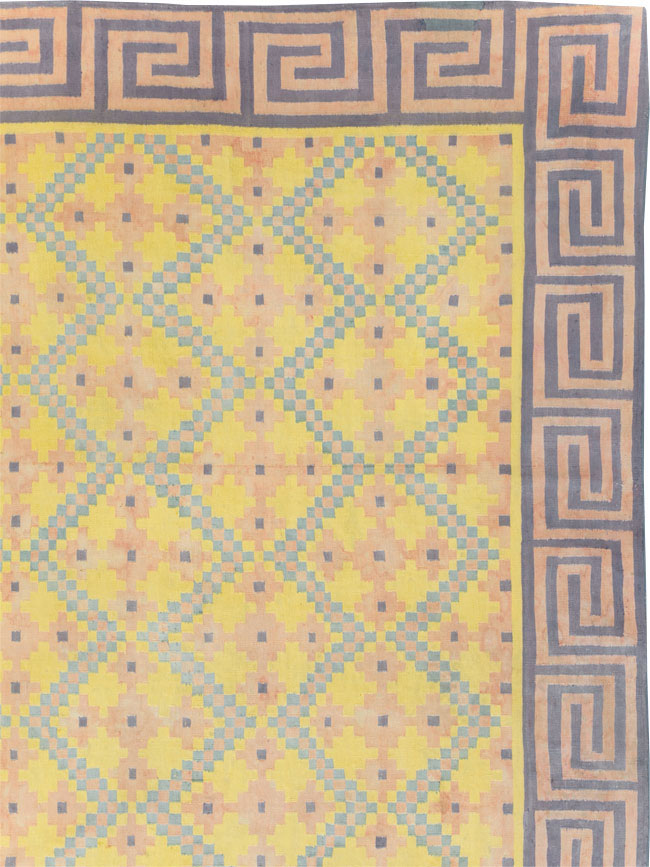 Vintage Indian Dhurrie Square Room Size Flatweave Carpet, No.31322 - Galerie Shabab