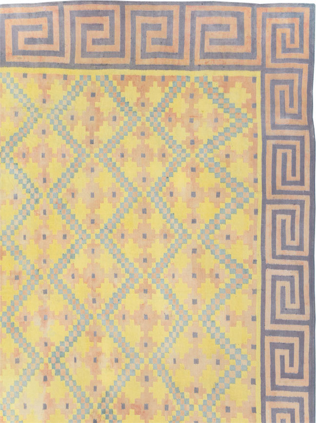 Vintage Indian Dhurrie Square Room Size Flatweave Carpet, No.31322 - Galerie Shabab
