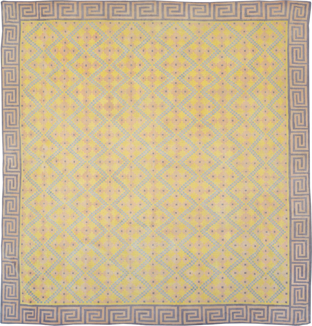 Vintage Indian Flatweave Dhurrie Large Square Carpet, No.31323 - Galerie Shabab