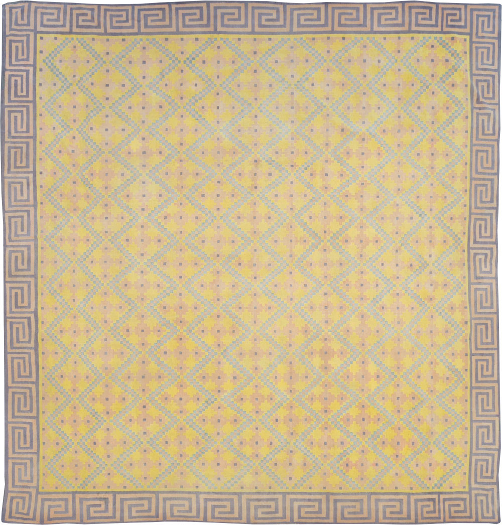 Vintage Indian Flatweave Dhurrie Large Square Carpet, No.31323 - Galerie Shabab