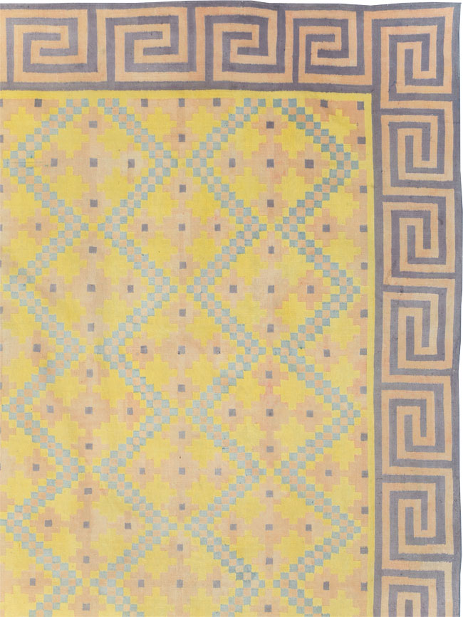 Vintage Indian Dhurrie Square Room Size Flatweave Carpet, No.31323 - Galerie Shabab