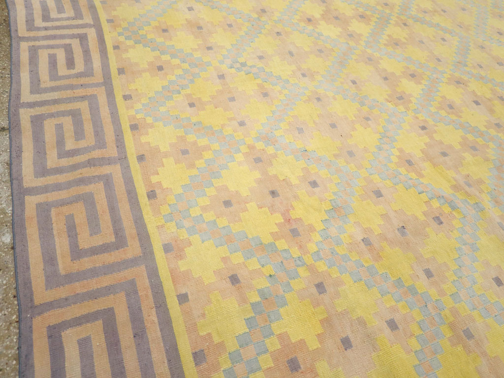 Vintage Indian Flatweave Dhurrie Square Large Carpet, No.31323 - Galerie Shabab