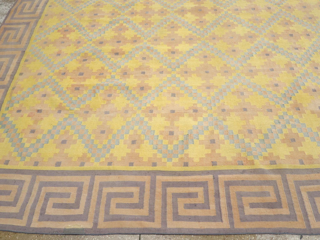 Vintage Indian Flatweave Dhurrie Large Square Carpet, No.31323 - Galerie Shabab