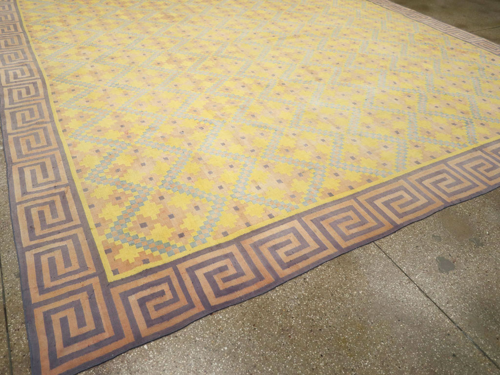 Vintage Indian Flatweave Dhurrie Square Large Carpet, No.31323 - Galerie Shabab