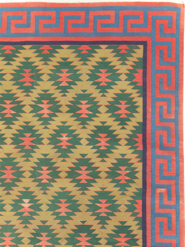 Vintage Indian Flatweave Dhurrie Room Size Carpet, No.31324 - Galerie Shabab