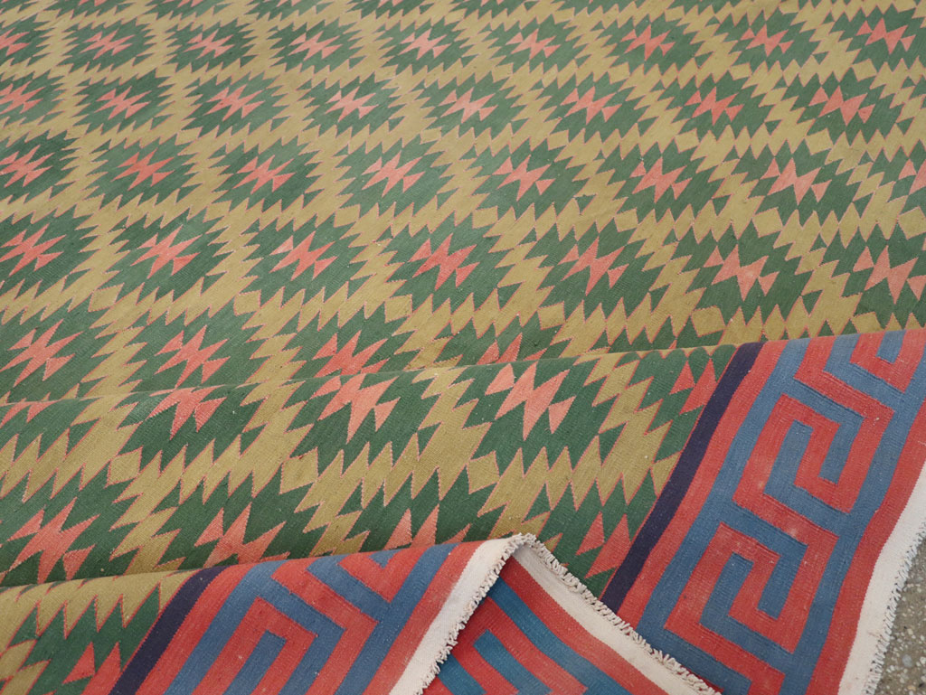 Vintage Indian Flatweave Dhurrie Room Size Carpet, No.31324 - Galerie Shabab