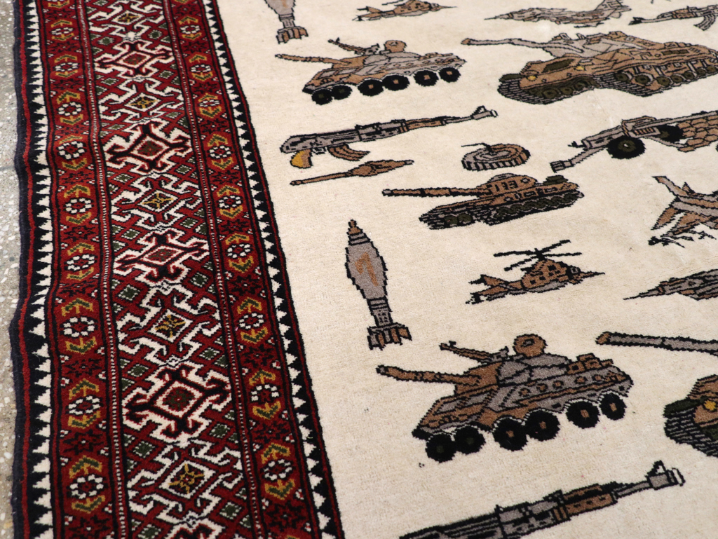 Vintage Afghan Baluch Pictorial War Rug, No.31325 - Galerie Shabab