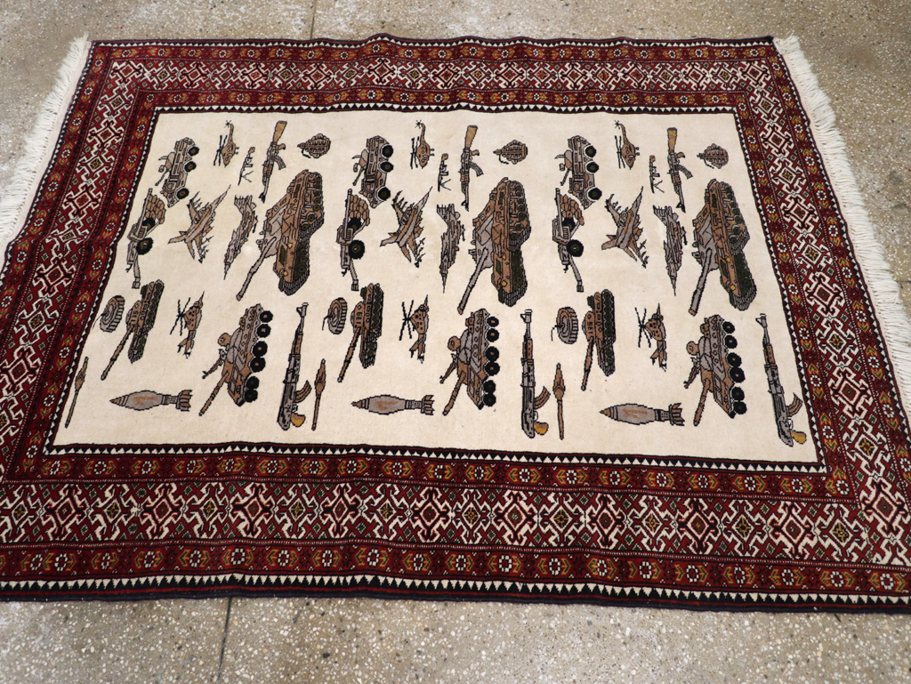 Vintage Afghan Baluch Pictorial War Rug, No.31325 - Galerie Shabab