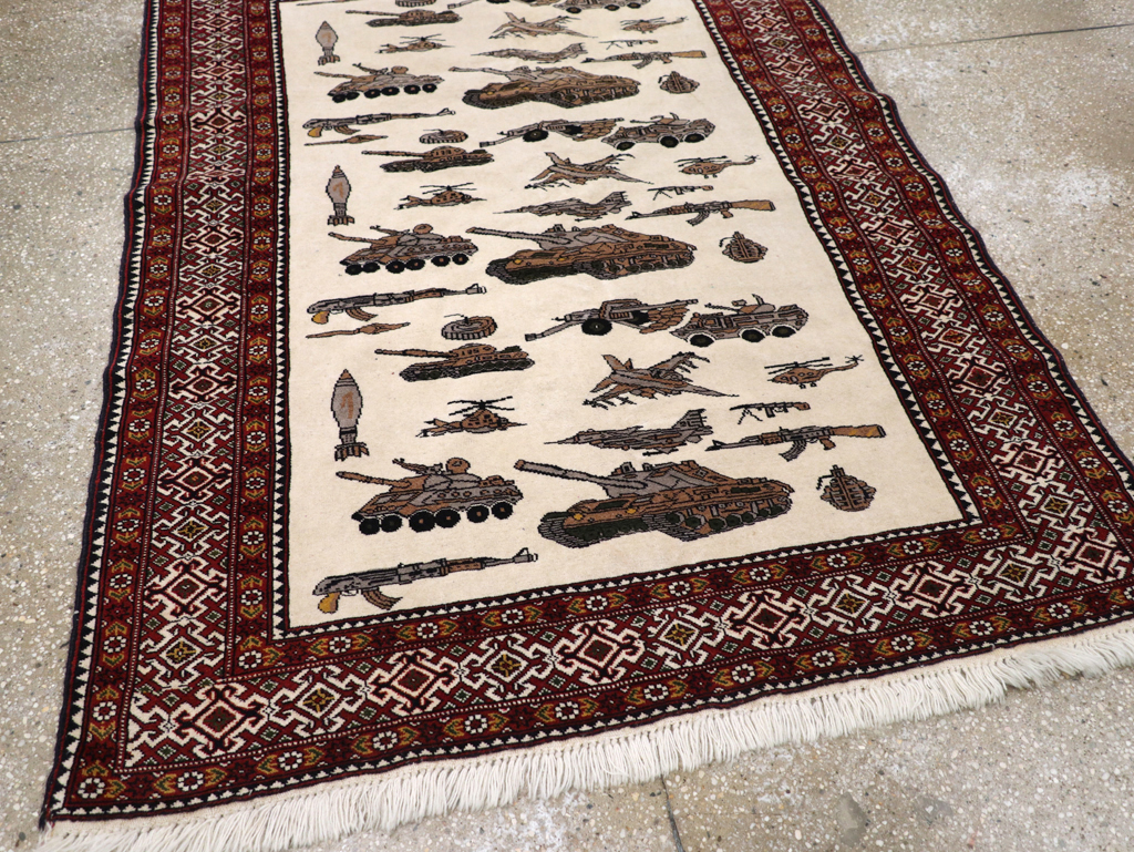 Vintage Afghan Baluch Pictorial War Rug, No.31325 - Galerie Shabab