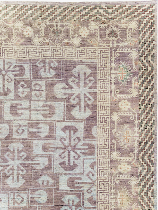 Contemporary East Turkestan Khotan Room Size Carpet, No.31329 - Galerie Shabab